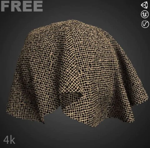 Damaged Old Plain Weave Fabric PBR Texture 3D Free Download High Resolution Substance SBSAR Unity Unreal