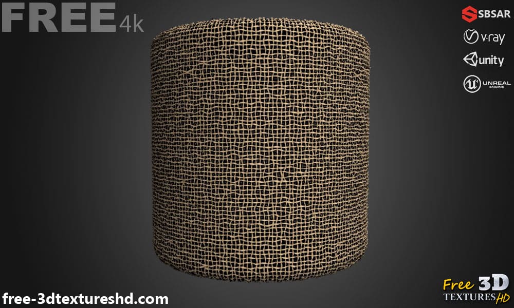 Tissu à toile endommagé Substance SBSAR Téléchargement gratuit Texture PBR 3D haute résolution pour Unity Unreal Vray