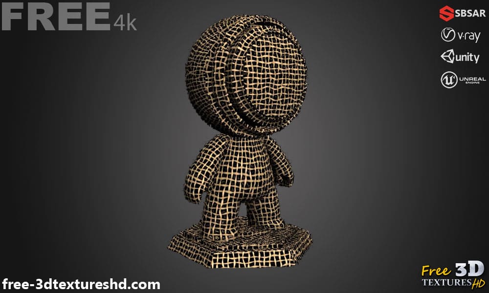 Tissu à armure toile ancien endommagé PBR Texture 3D Téléchargement gratuit Haute résolution Substance SBSAR Unity Unreal