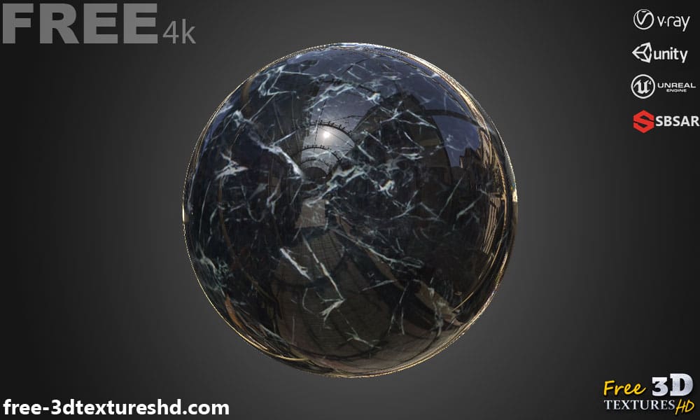Green Marble PBR Texture in High Resolution Free Download 4K for Unreal Unity and Vray