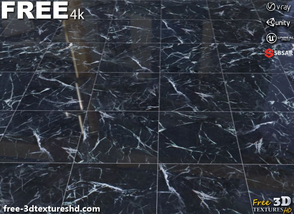 Téléchargement gratuit de texture de tuile de marbre vert SBSAR PBR 4K haute résolution pour Unity, Unreal Engine et Vray