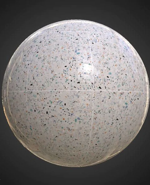 Grey Ceramic Floor Tiles Terrazzo Pattern Seamless Substance SBSAR PBR Texture Free Download 4K High Resolution for Unity, Unreal Engine, and Vray