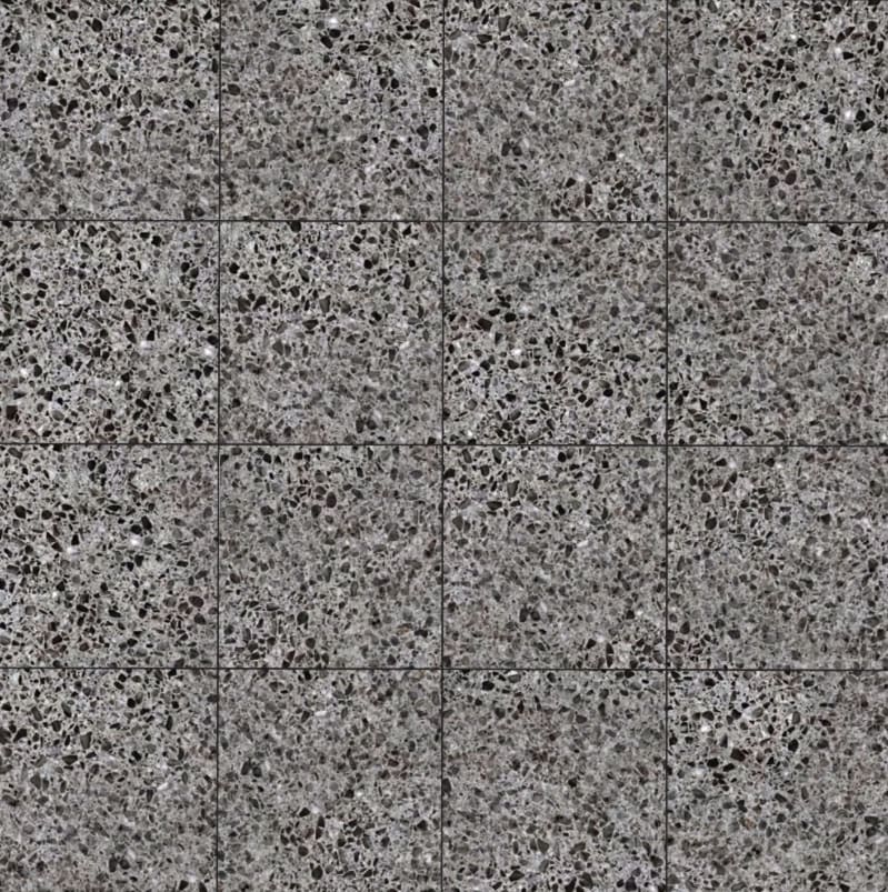 Carrelage de sol en céramique Gris avec motif terrazzo, texture PBR SBSAR transparente à télécharger gratuitement en haute résolution 4K pour Unity, Unreal Engine, et Vray