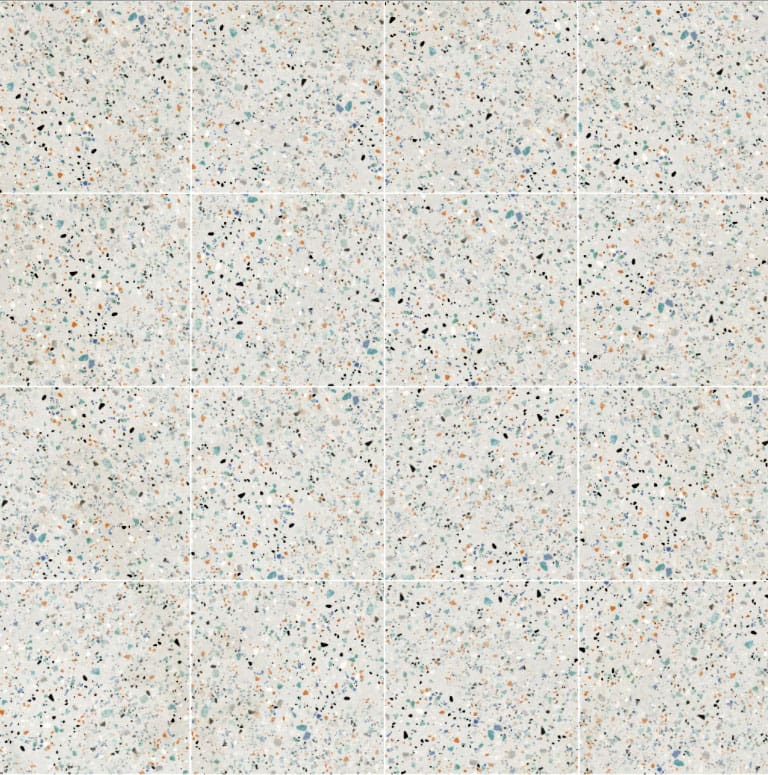 Carrelage de sol en céramique Gris avec motif terrazzo, texture PBR SBSAR transparente à télécharger gratuitement en haute résolution 4K pour Unity, Unreal Engine, et Vray