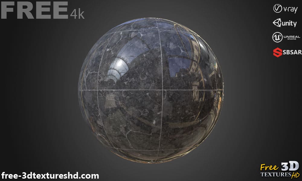 Téléchargement gratuit de texture de carrelage en marbre gris sans couture SBSAR PBR haute résolution Unreal Vray