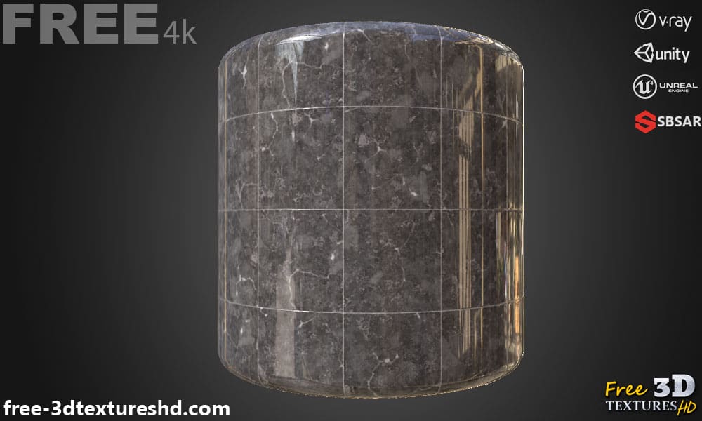 Téléchargement gratuit de la texture SBSAR de la tuile de marbre gris PBR 4K pour Unity Unreal Vray