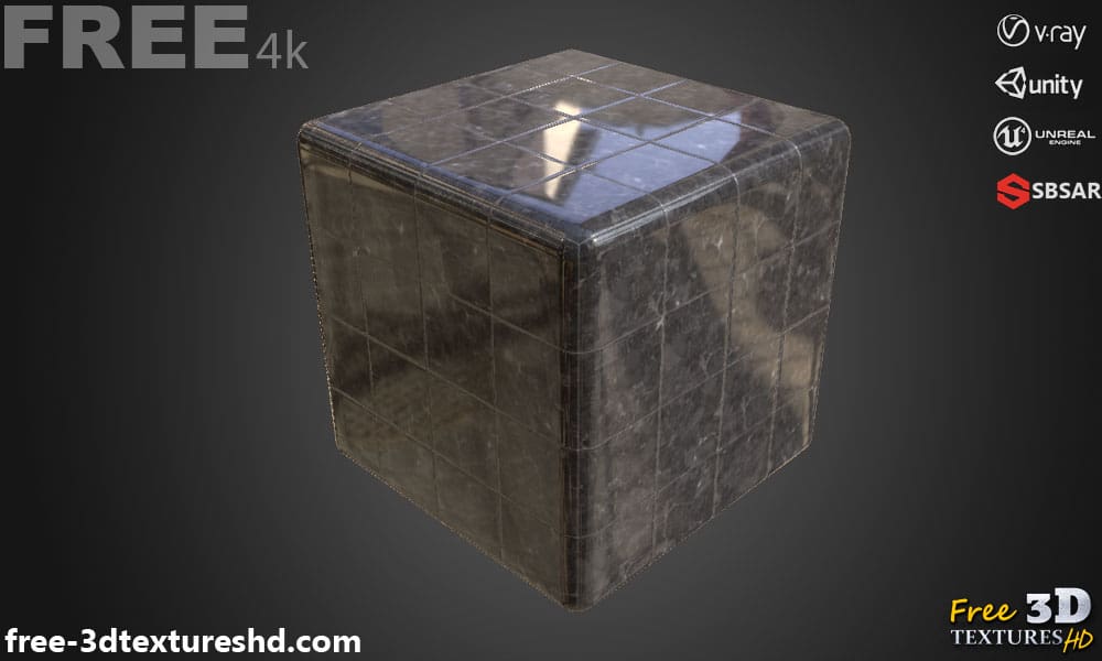 Téléchargement gratuit de la texture SBSAR de la tuile de marbre gris PBR 4K pour Unity Unreal Vray