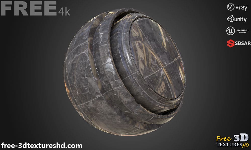 Téléchargement gratuit de texture de carrelage en marbre gris sans couture SBSAR PBR haute résolution Unreal Vray