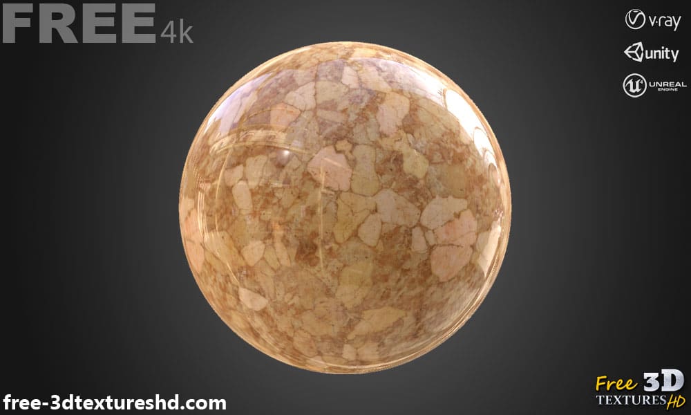 Texture PBR en marbre rouge brun italien 3D Téléchargement gratuit Haute résolution Unity Unreal Vray