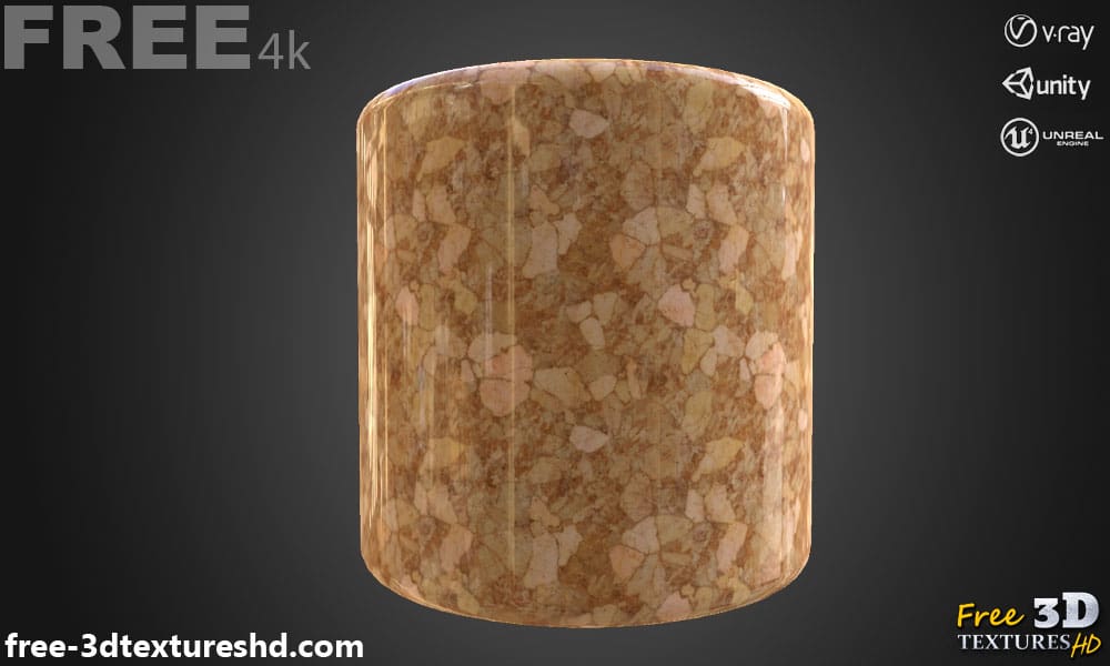 Texture PBR en marbre rouge brun italien 3D Téléchargement gratuit Haute résolution Unity Unreal Vray