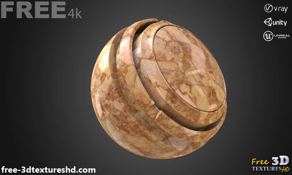 Texture PBR en marbre rouge brun italien 3D Téléchargement gratuit Haute résolution Unity Unreal Vray