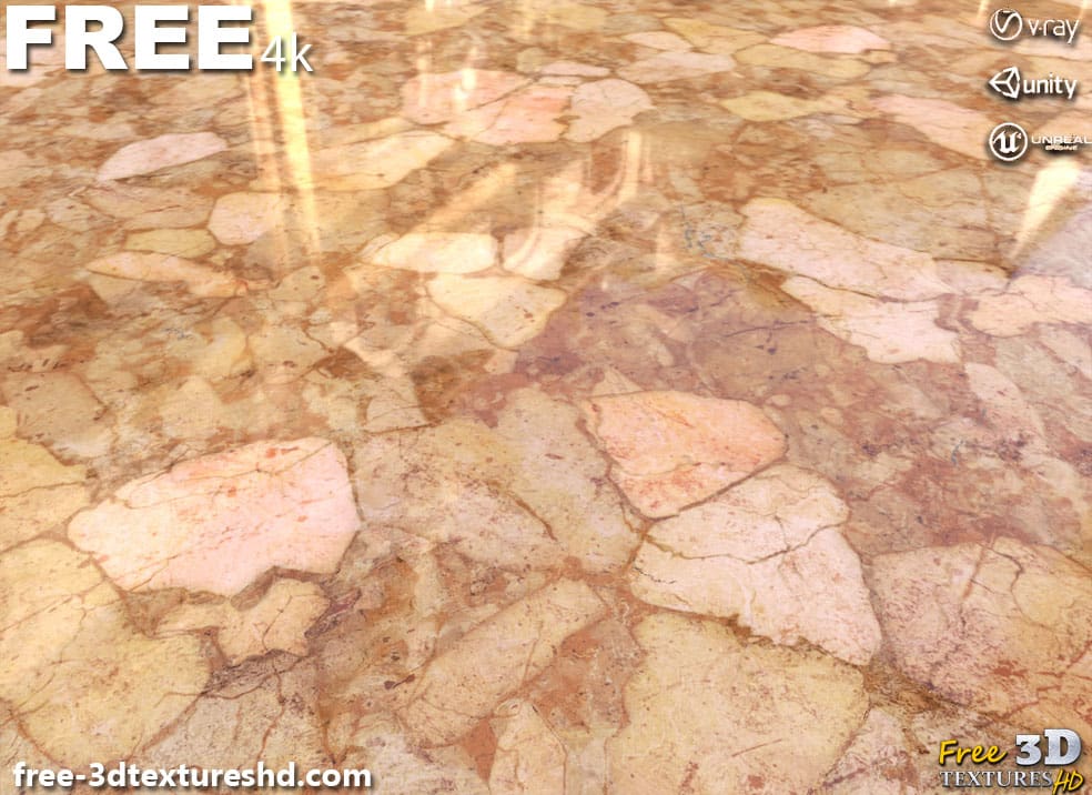 Texture PBR en marbre rouge brun italien 3D Téléchargement gratuit Haute résolution Unity Unreal Vray