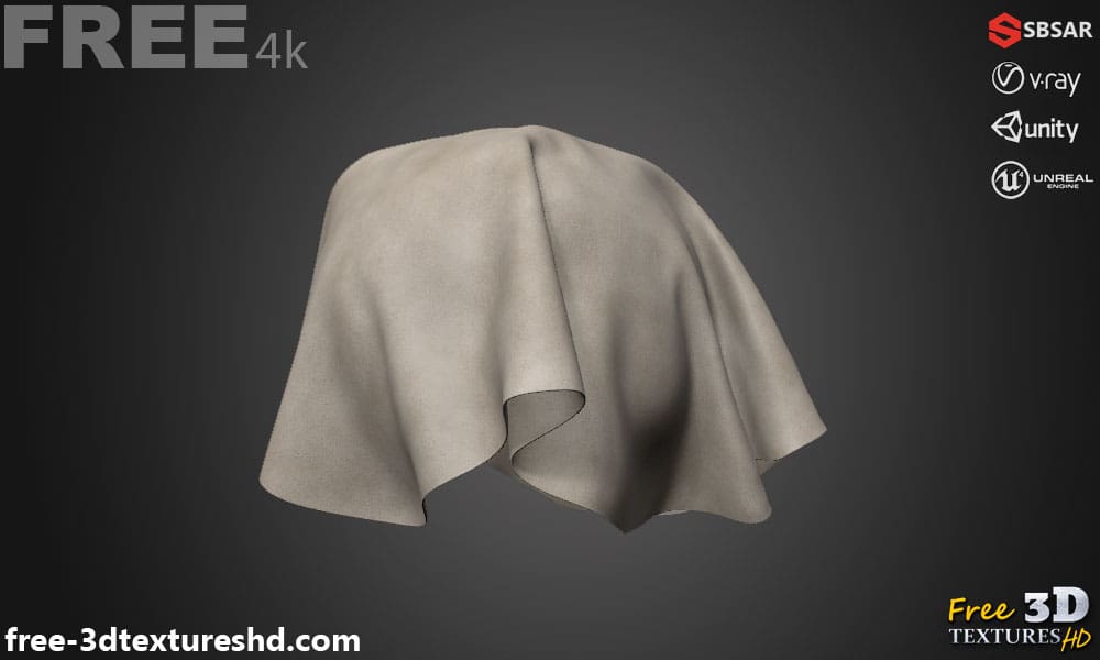 Texture 3D SBSAR de cuir gris naturel, téléchargement gratuit, haute résolution 4K, pour Unity, Unreal Engine et Vray