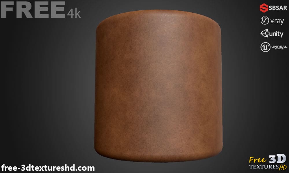 Texture 3D SBSAR en cuir naturel PBR, téléchargement gratuit, haute résolution 4K pour Unity, Unreal Engine et Vray