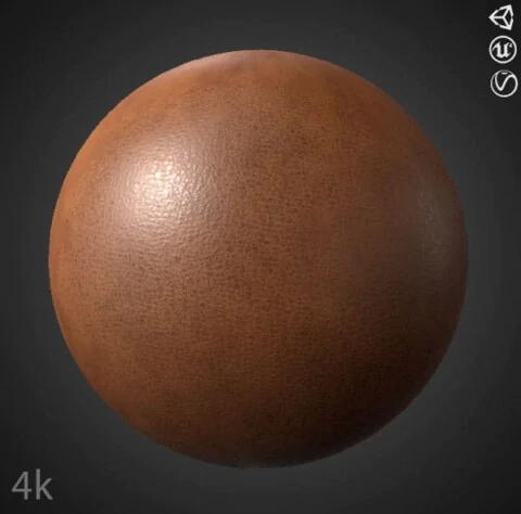 Brown Natural Leather Substance SBSAR 3D Texture PBR Free Download 4K High Resolution for Unity, Unreal Engine, and Vray