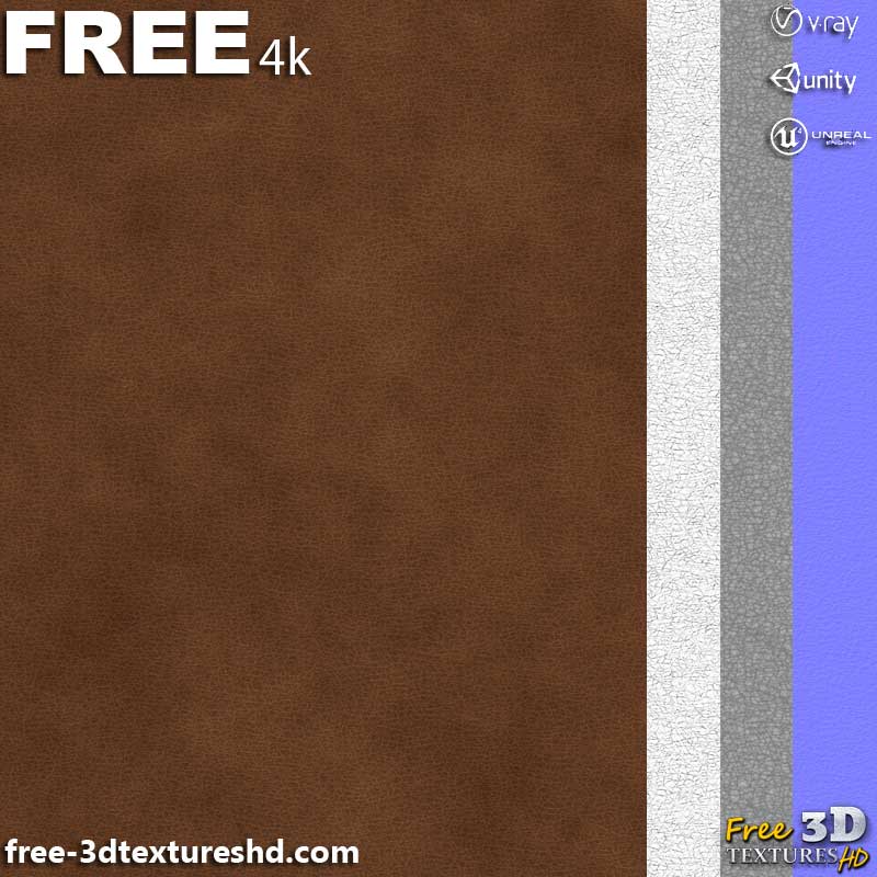 Texture 3D SBSAR en cuir naturel PBR, téléchargement gratuit, haute résolution 4K pour Unity, Unreal Engine et Vray