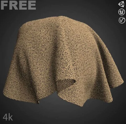 Plain Weave Square Fabric Brown PBR Texture 3D Free Download High Resolution Substance SBSAR Unity Unreal Vray