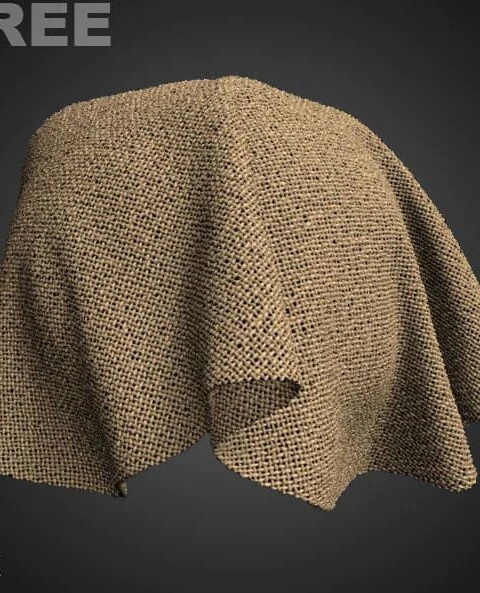 Plain Weave Square Fabric Brown PBR Texture 3D Free Download High Resolution Substance SBSAR Unity Unreal Vray