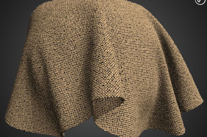 Tissu carré à toile marron PBR Texture 3D Téléchargement gratuit Haute résolution Substance SBSAR Unity Unreal Vray