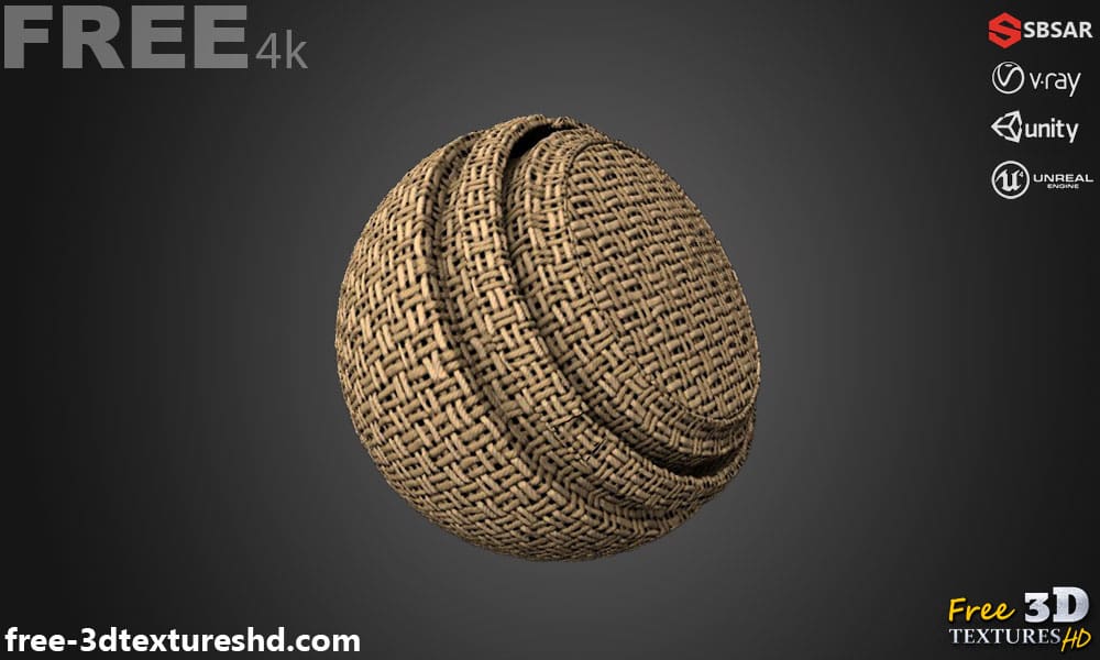 Tissu à armure toile ancien endommagé PBR Texture 3D Téléchargement gratuit Haute résolution Substance SBSAR Unity Unreal