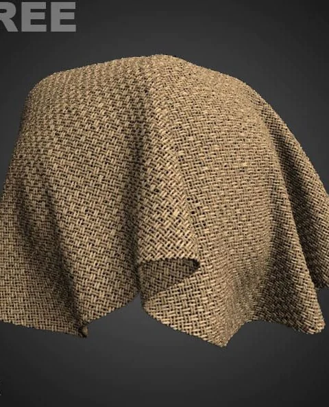 Plain Weave Square Fabric Brown PBR Texture 3D Free Download High Resolution Substance SBSAR Unity Unreal Vray