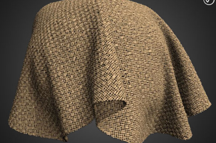 Tissu carré à toile marron PBR Texture 3D Téléchargement gratuit Haute résolution Substance SBSAR Unity Unreal Vray
