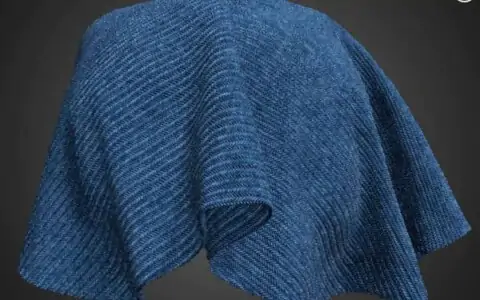 Synthetic Fabric Twill Weave Blue PBR Texture 3D Free Download High Resolution Substance SBSAR Unity Unreal