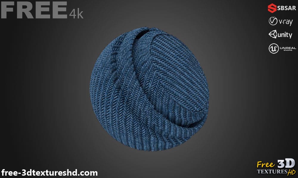 Tissu bleu synthétique SBSAR Téléchargement gratuit Texture PBR 3D haute résolution pour Unity Unreal Vray