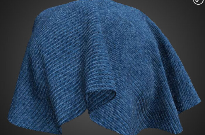 Tissu synthétique sergé bleu PBR Texture 3D Téléchargement gratuit Haute résolution Substance SBSAR Unity Unreal