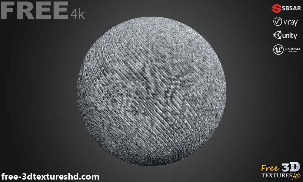 Texture Tissu Synthétique Gris SBSAR Téléchargement Gratuit PBR Texture 3D Haute Résolution pour Unity Unreal Vray
