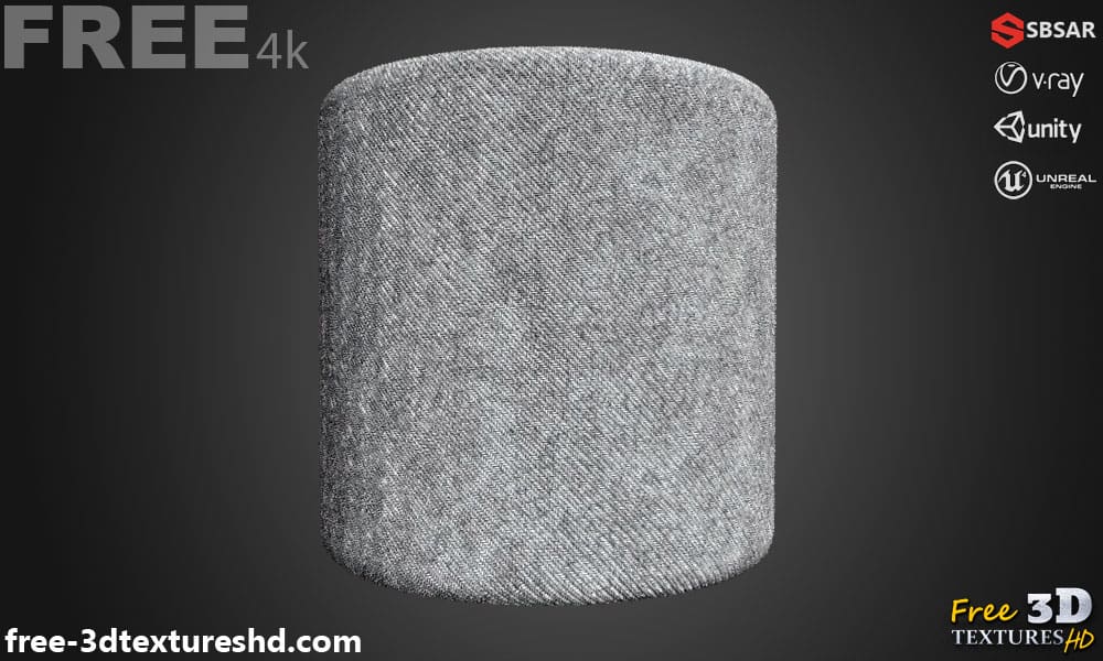 Tissu synthétique sergé gris PBR Texture 3D Téléchargement gratuit Haute résolution Substance SBSAR Unity Unreal