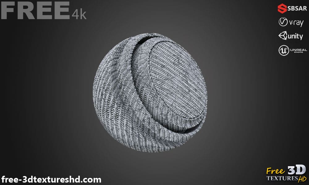 Tissu synthétique sergé gris PBR Texture 3D Téléchargement gratuit Haute résolution Substance SBSAR Unity Unreal