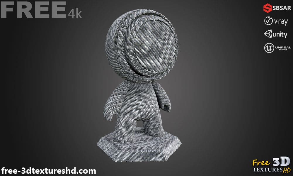 Tissu synthétique sergé gris PBR Texture 3D Téléchargement gratuit Haute résolution Substance SBSAR Unity Unreal
