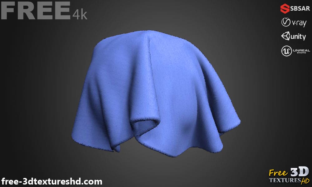 Texture PBR de tissu de bain de serviette haute résolution 4K, téléchargement gratuit pour Unity et Unreal, parfait pour les projets 3D