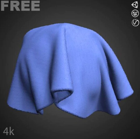 High resolution 4K towel bath fabric PBR texture, free download for Unity and Unreal, perfect for 3D projects