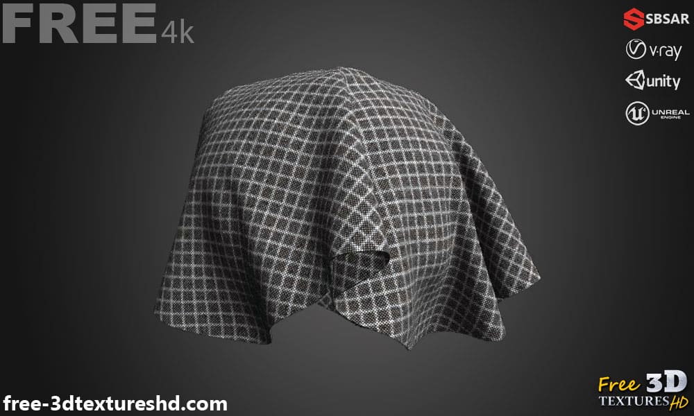 Tissu Tweed Gris Tissu PBR Texture 3D Téléchargement Gratuit Haute Résolution Substance SBSAR Unity Unreal Vray