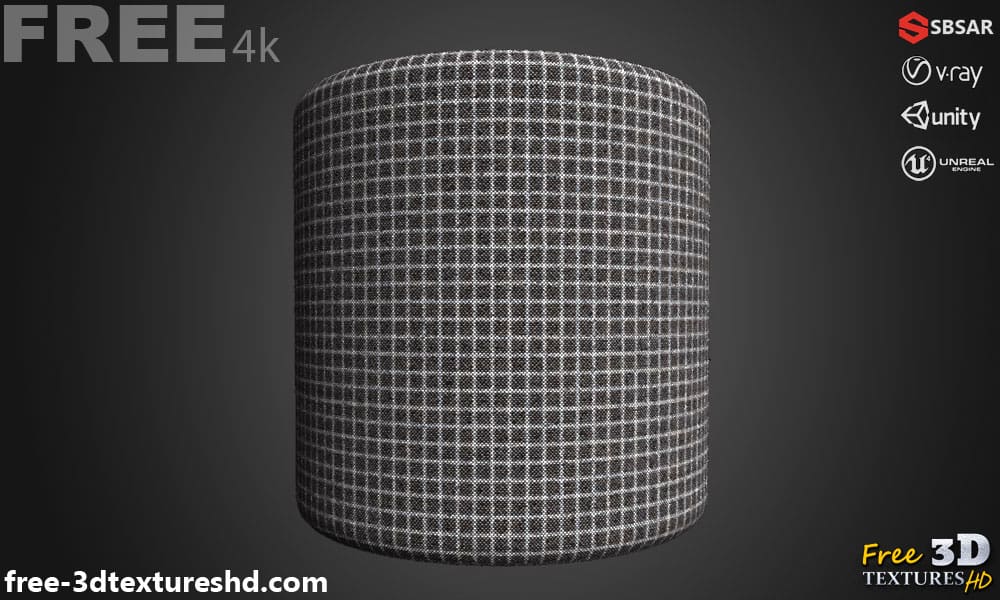 Tissu Tweed Gris Tissu PBR Texture 3D Téléchargement Gratuit Haute Résolution Substance SBSAR Unity Unreal Vray