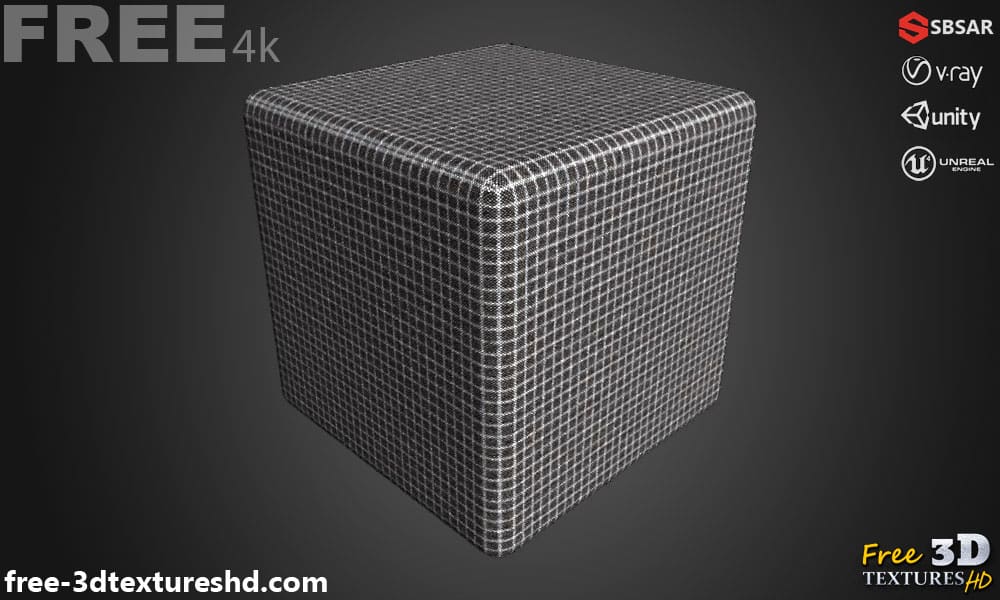 Tissu Tweed Gris Tissu PBR Texture 3D Téléchargement Gratuit Haute Résolution Substance SBSAR Unity Unreal Vray
