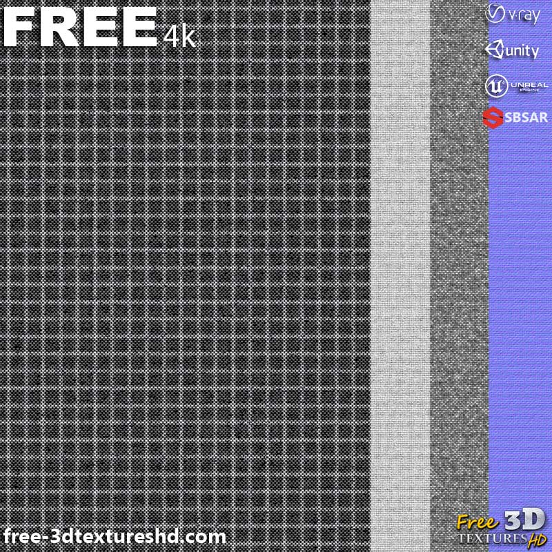 Tissu Tweed Gris Tissu PBR Texture 3D Téléchargement Gratuit Haute Résolution Substance SBSAR Unity Unreal Vray