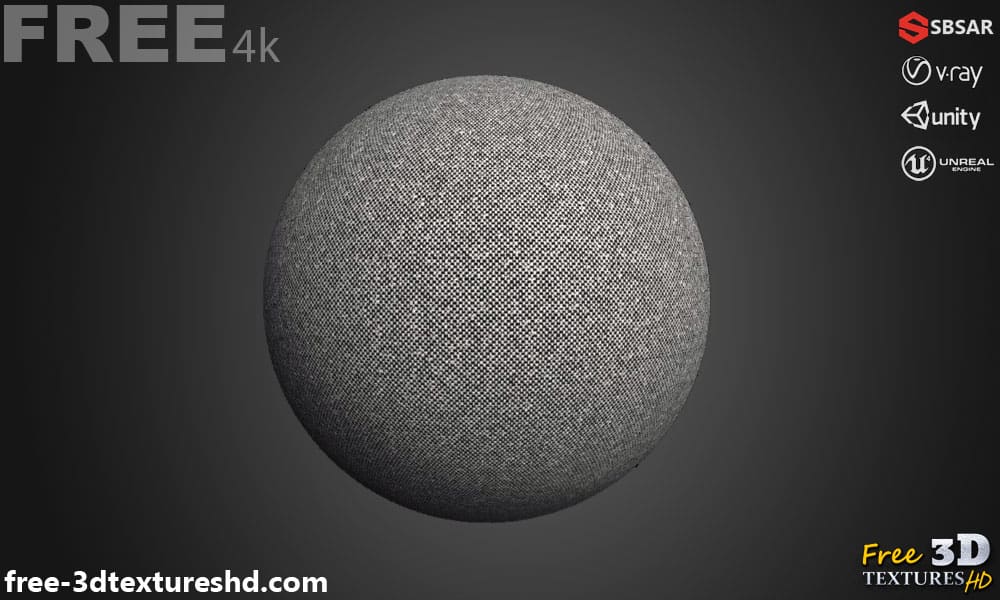 Tissu Tweed Gris Substance SBSAR Téléchargement Gratuit Texture PBR 3D Haute Résolution pour Unity Unreal Vray