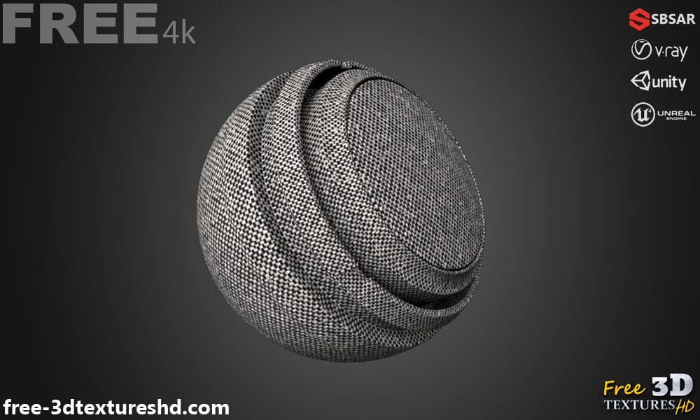Texture PBR en tissu tweed gris 4K, téléchargement gratuit haute résolution pour projets 3D dans Unity et Unreal