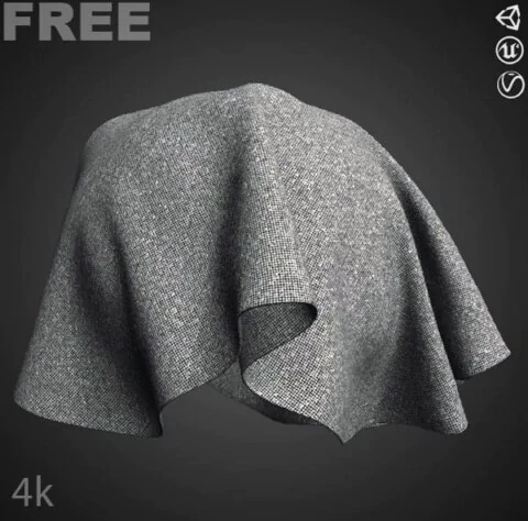 Tweed Cloth Gray Fabric PBR Texture 3D Free Download High Resolution Substance SBSAR Unity Unreal Vray