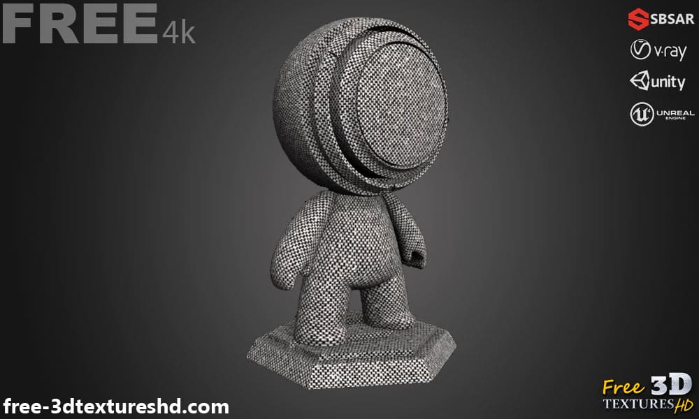 Tissu Tweed Gris Substance SBSAR Téléchargement Gratuit Texture PBR 3D Haute Résolution pour Unity Unreal Vray