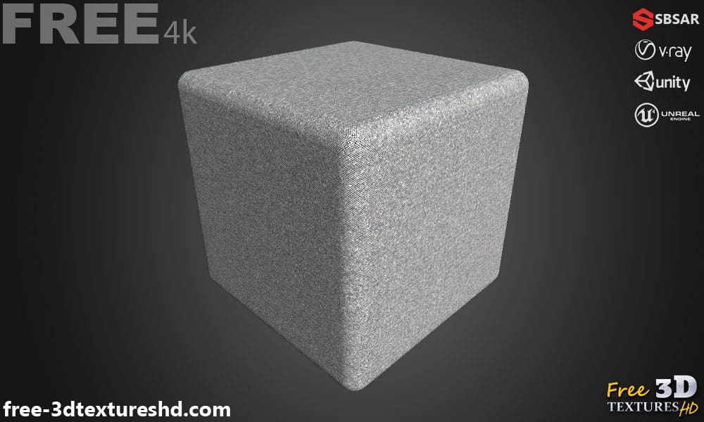 Texture PBR en tissu tweed gris 4K, téléchargement gratuit haute résolution pour projets 3D dans Unity et Unreal
