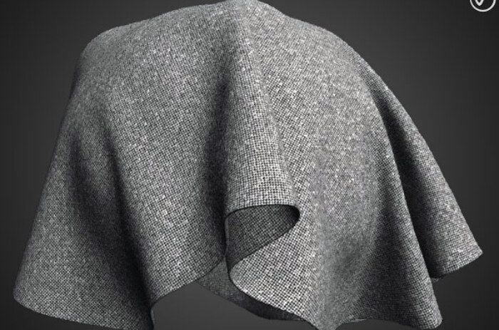 Tissu Tweed Gris Tissu PBR Texture 3D Téléchargement Gratuit Haute Résolution Substance SBSAR Unity Unreal Vray