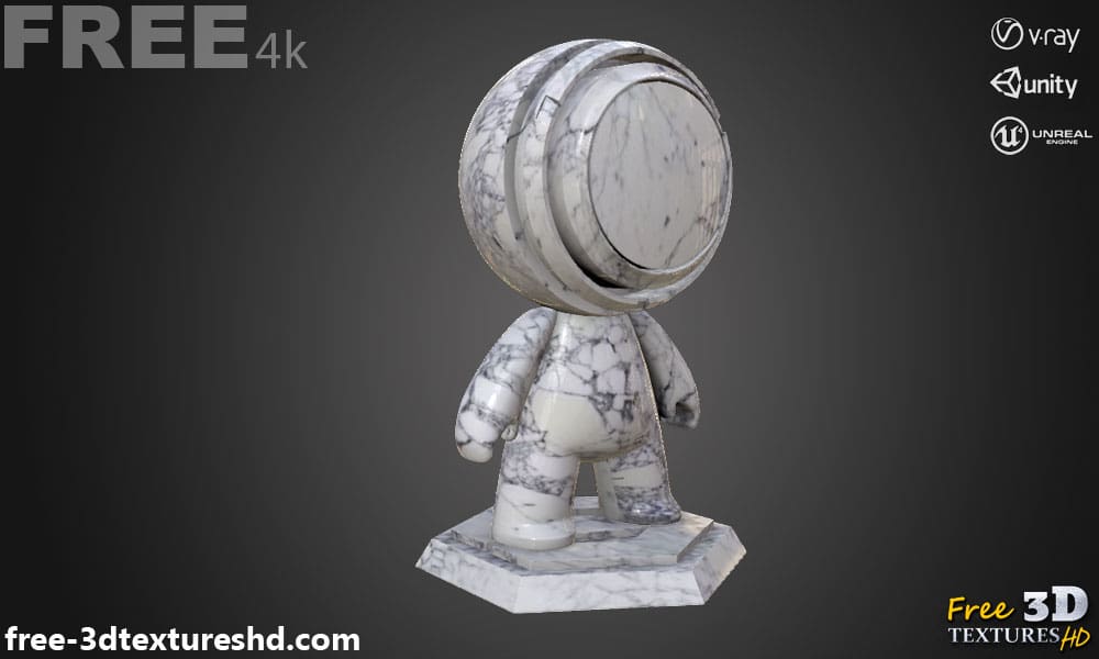 Texture PBR en marbre blanc 3D Téléchargement gratuit 4K haute résolution pour Unity, Unreal Engine et Vray