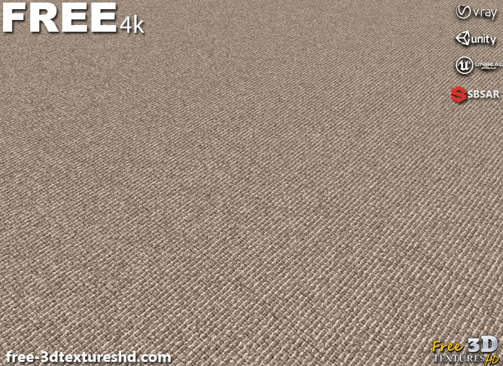 Texture PBR 3D pour tapis beige, téléchargement gratuit, haute résolution, Substance SBSAR, Unity, Unreal, Vray, Render Maps