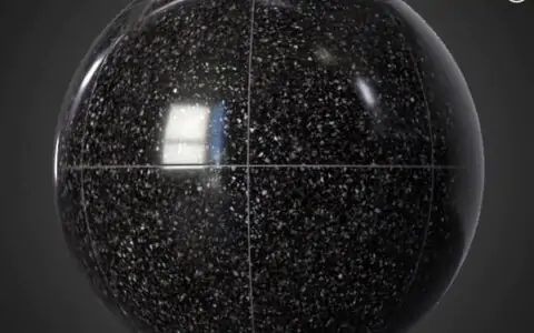 Carrelage de sol en céramique Black Venezia avec motif terrazzo, texture PBR SBSAR à télécharger gratuitement en haute résolution 4K pour Unity, Unreal Engine, et Vray
