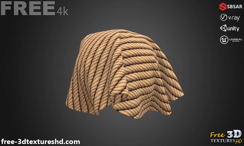 Texture de Tissu corde PBR 3D Gratuite à Télécharger Haute Résolution Substance SBSAR Unity Unreal Vray Render