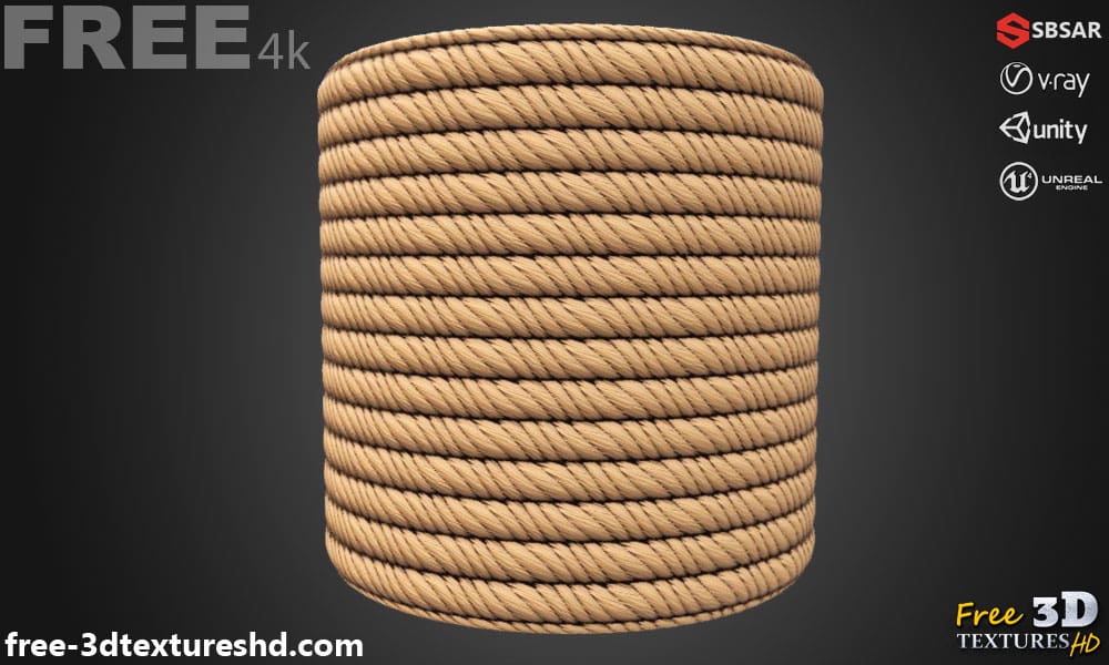 Texture de Tissu corde PBR 3D Gratuite à Télécharger Haute Résolution Substance SBSAR Unity Unreal Vray Render